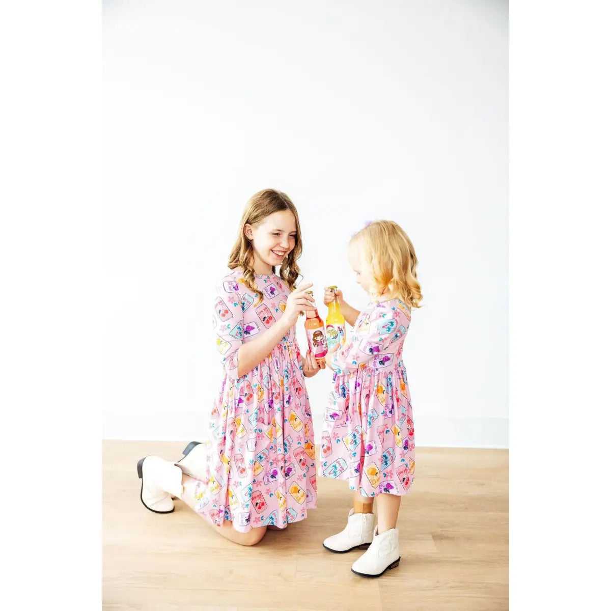 Girly Pop 3/4 Sleeve Pocket Twirl Dress - Mila & Rose ®