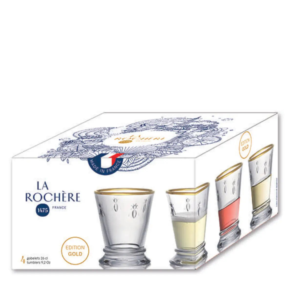 Gold-Rim Bee Tumblers - Set of 4 - La Rochere