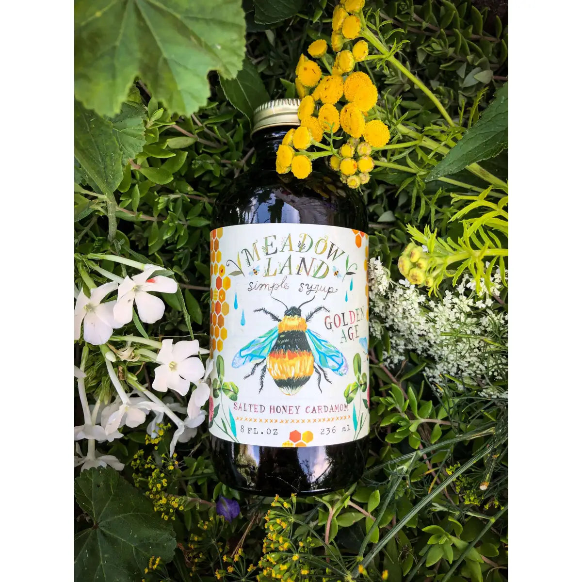 Golden Age Simple Syrup - Honey & Cardamom - Coffee or Cocktails - Meadowland Syrup
