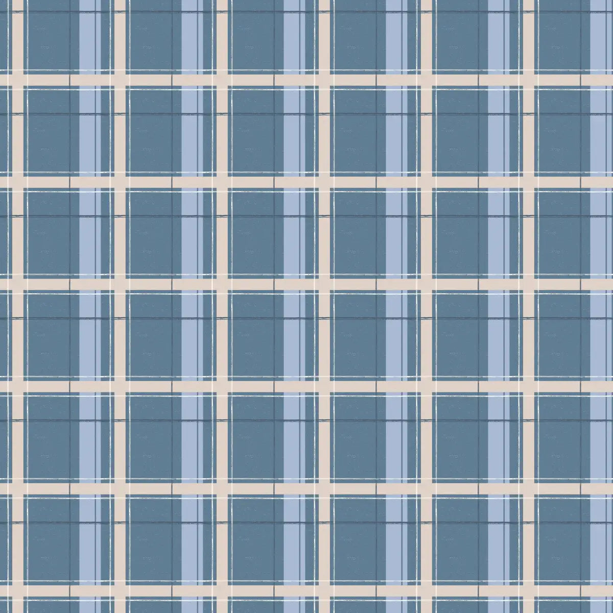 Grady Wallpaper - Classic Plaid - by Emma J Rivers - Sample 1 foot by 1 foot / Mid Blue - Loomwell Home Goods