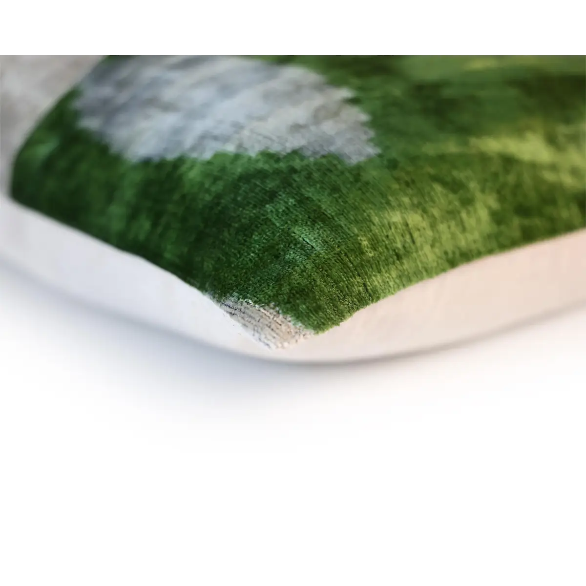 Green and Beige Abstract Silk Velvet Pillow 16x24 Handmade Luxury Cushion - Canvello