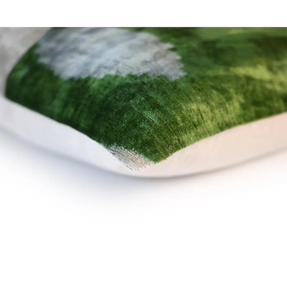Green and Beige Abstract Silk Velvet Pillow 16x24 Handmade Luxury Cushion - Canvello