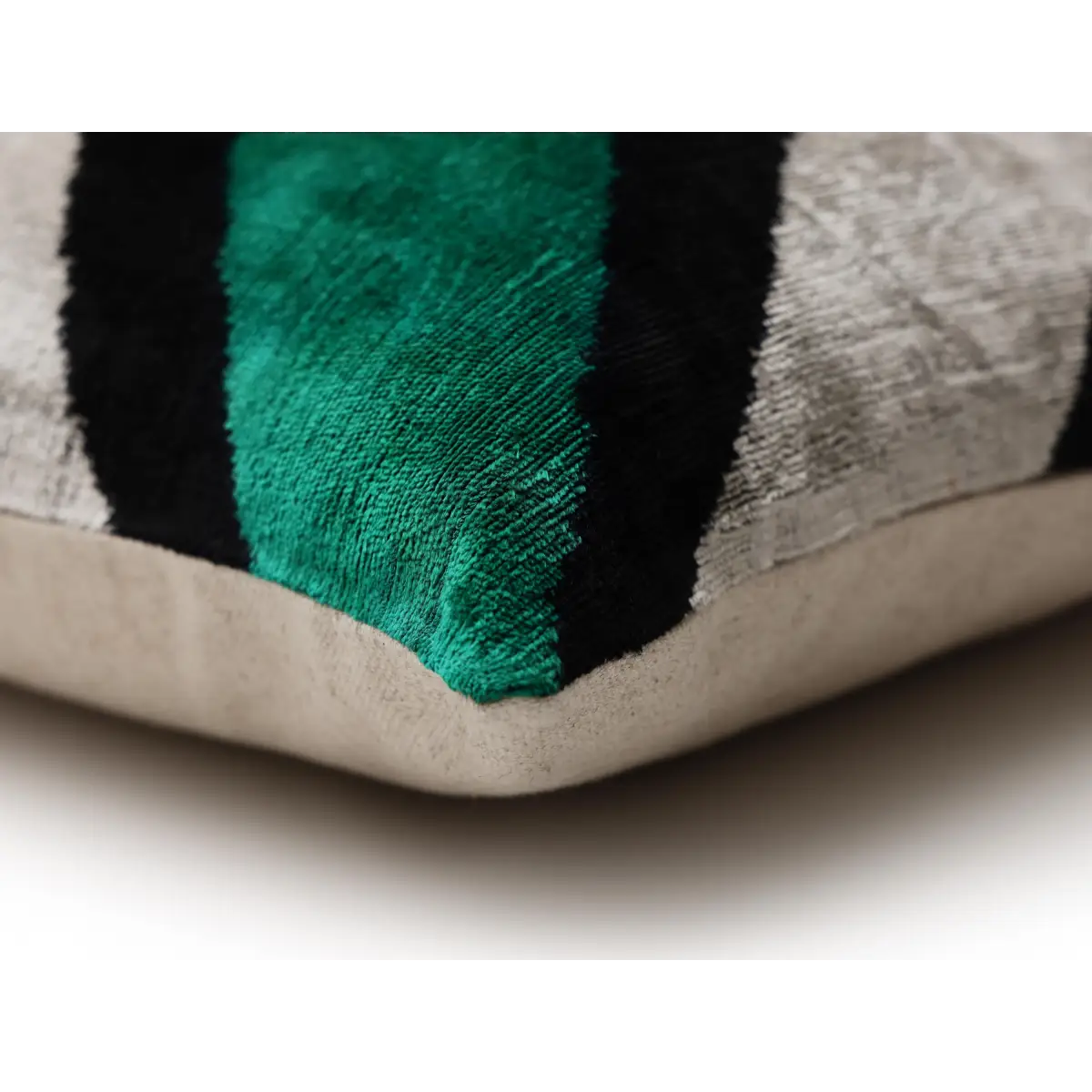 Green Chevron Silk Velvet Throw Pillow 20x20 - Handmade Organic Luxury - Canvello