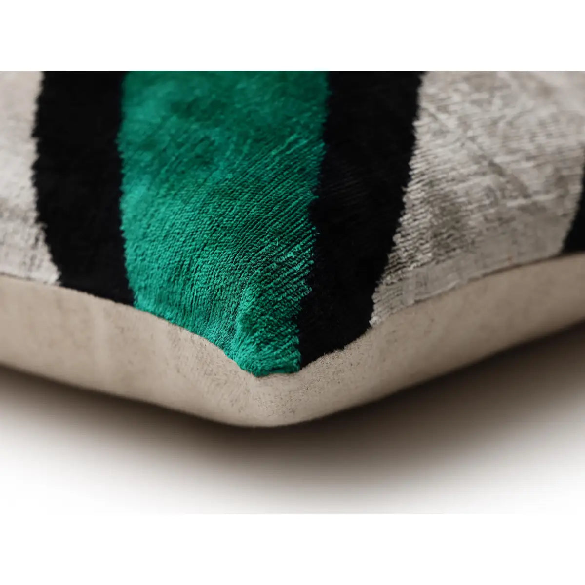 Green Chevron Silk Velvet Throw Pillow 20x20 - Handmade Organic Luxury - Canvello