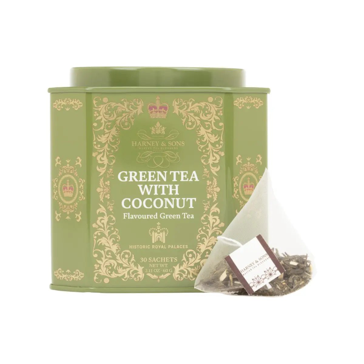 Green Tea with Coconut Ginger and Vanilla - HRP Tin of 30 Sachets - Sachets / Tin of 30 Sachets - Harney & Sons Fine