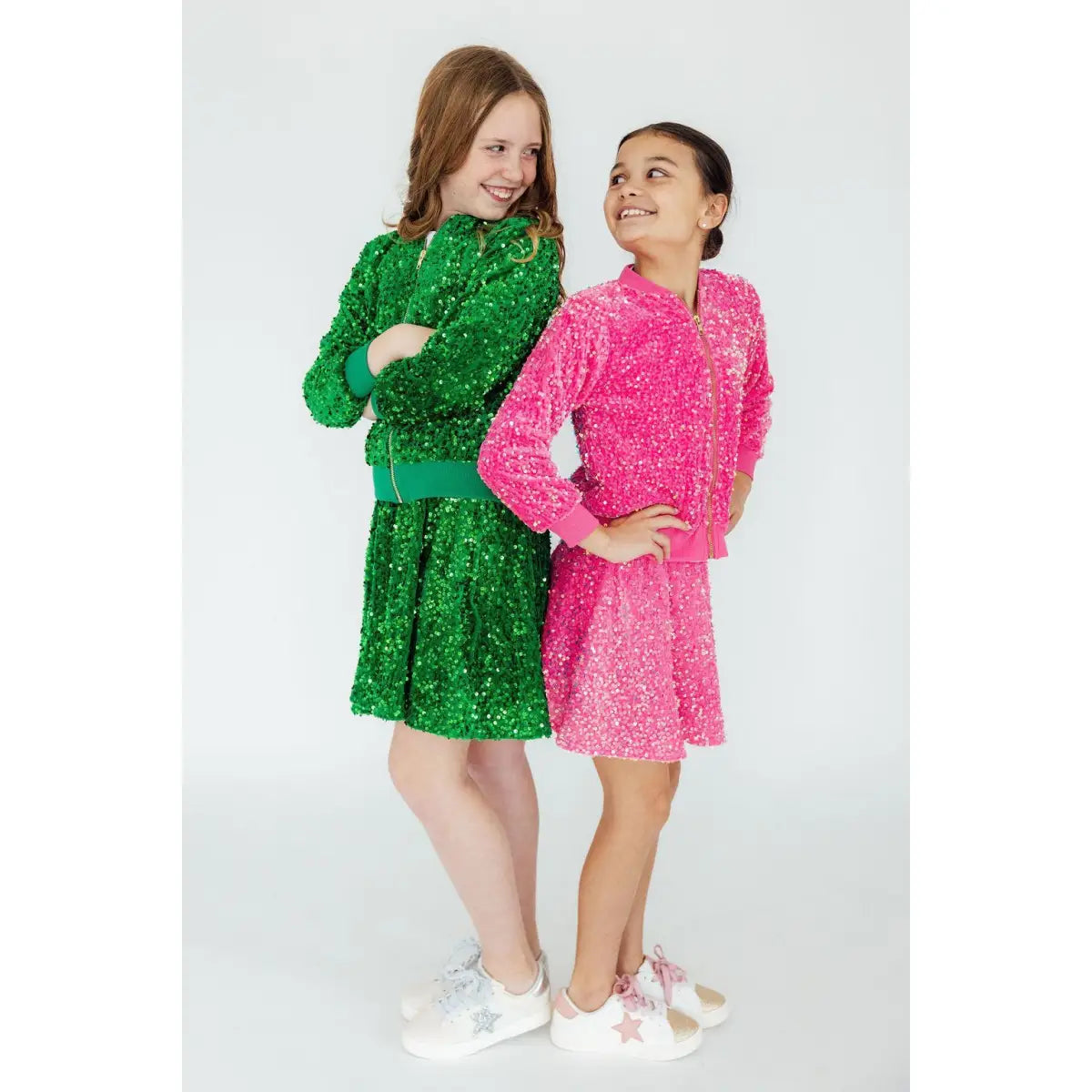 Green Velvet Sequin Twirl Skirt with Shorts - Mila & Rose ®