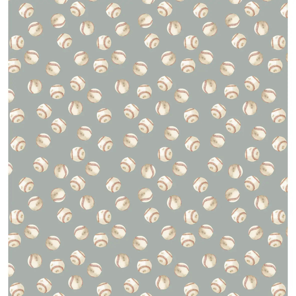 Griffy Wallpaper - Baseballs - by Hailey Kiefer Designs - Sample 1 foot by 1 foot / Sea Green - Loomwell Home Goods