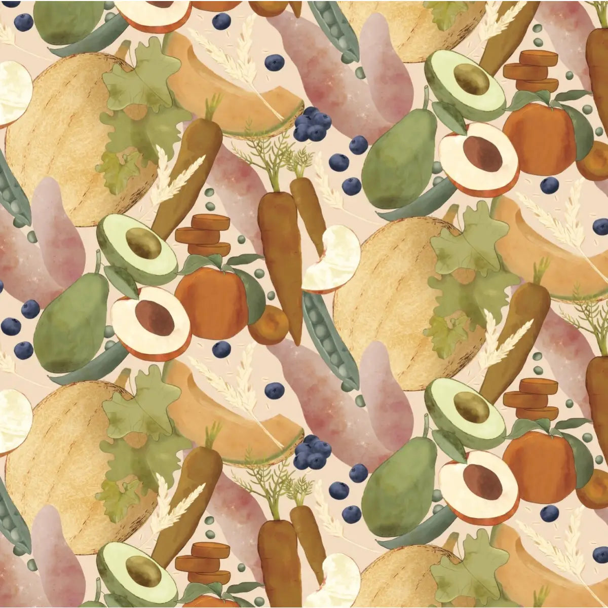 Gusteau Wallpaper - Fruits and Vegetables - by Cinnamon Clouds - Loomwell Home Goods