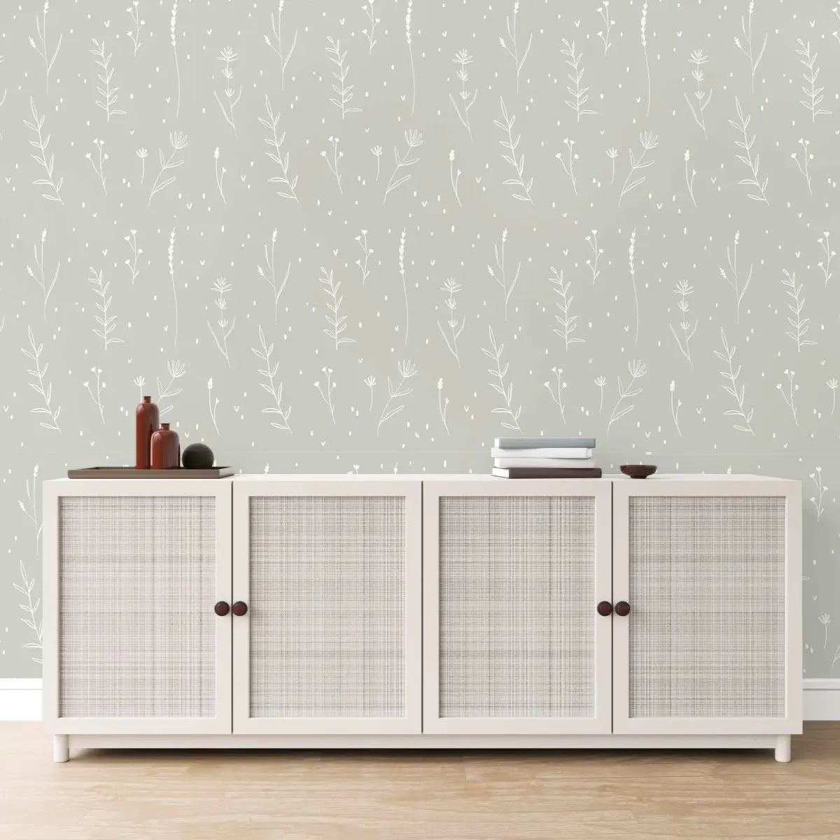 Hailey Wallpaper - Branch Line Drawings - Hailey Creative - Sample 1 foot by 1 foot / Dark - Loomwell Home Goods