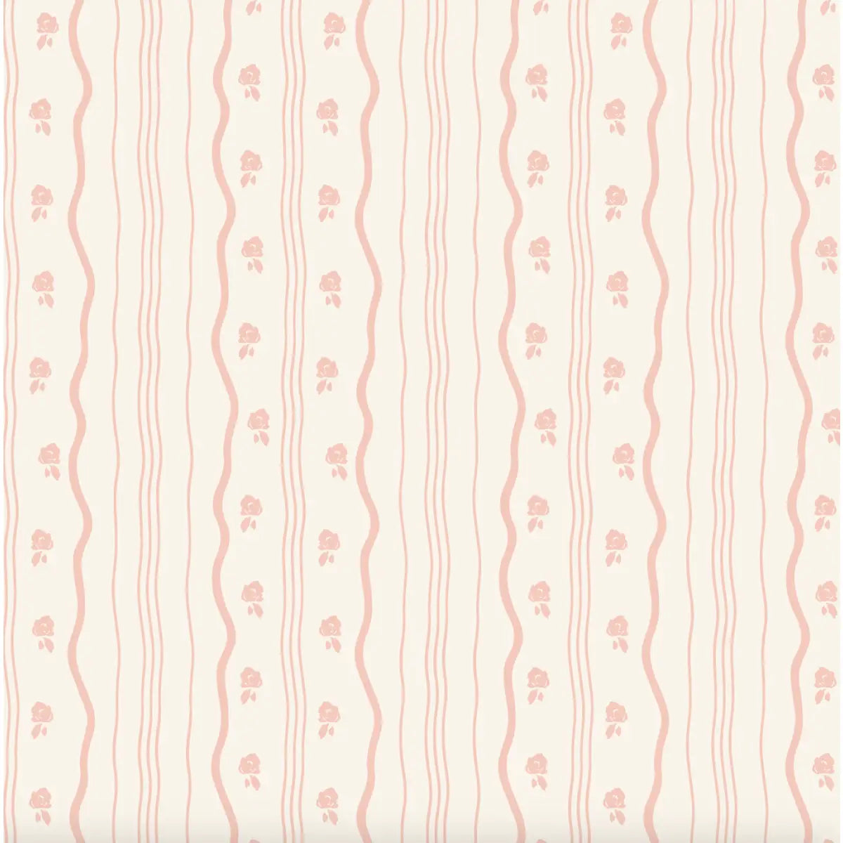 Halle Wallpaper - Sweetest Cottage Stripe - by Gabriela Dachin - Sample 1 foot by 1 foot / Coral - Loomwell Home Goods