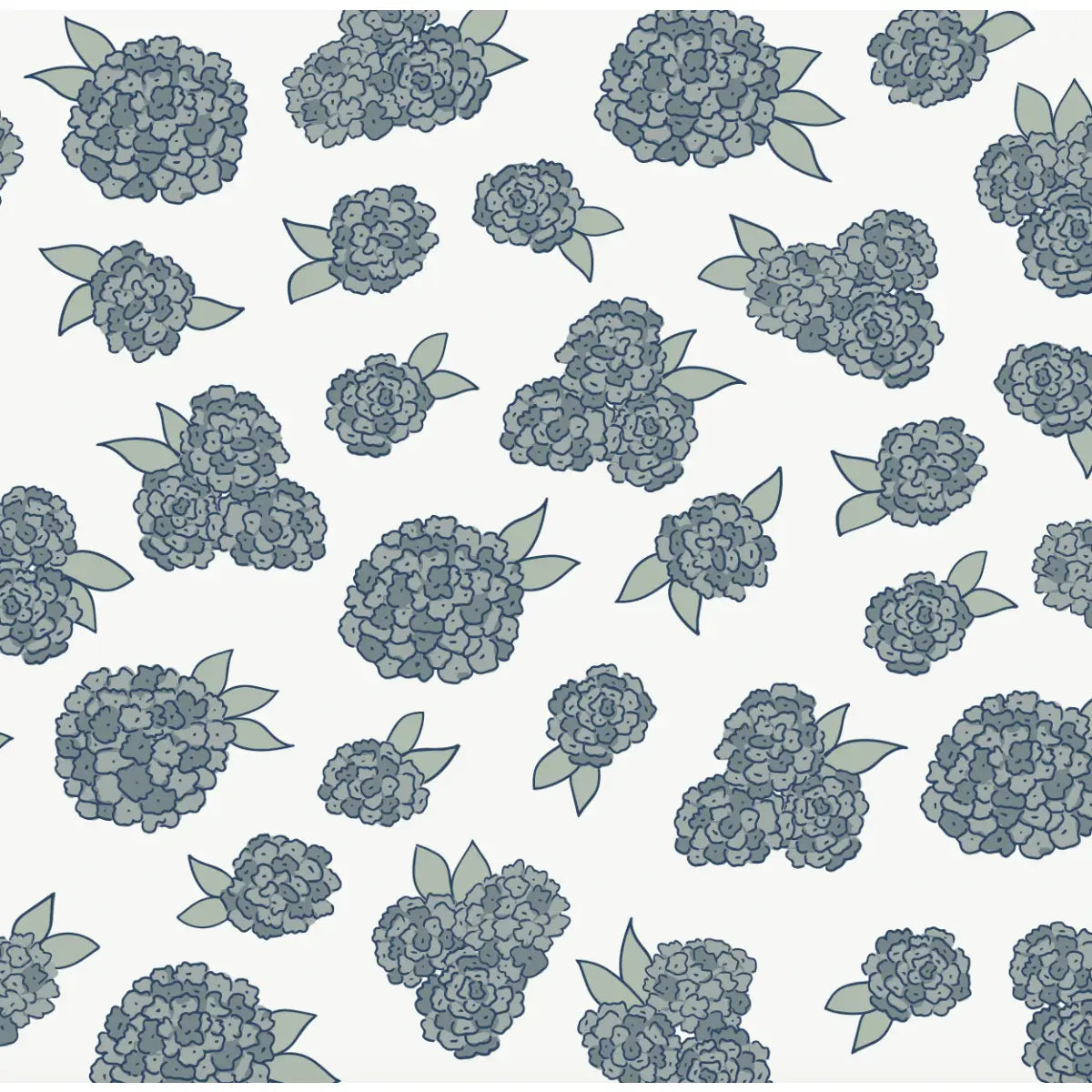 Halsey Wallpaper - Colorful Hydrangea - by Samantha Dara - Sample 1 foot by 1 foot / Blue - Loomwell Home Goods