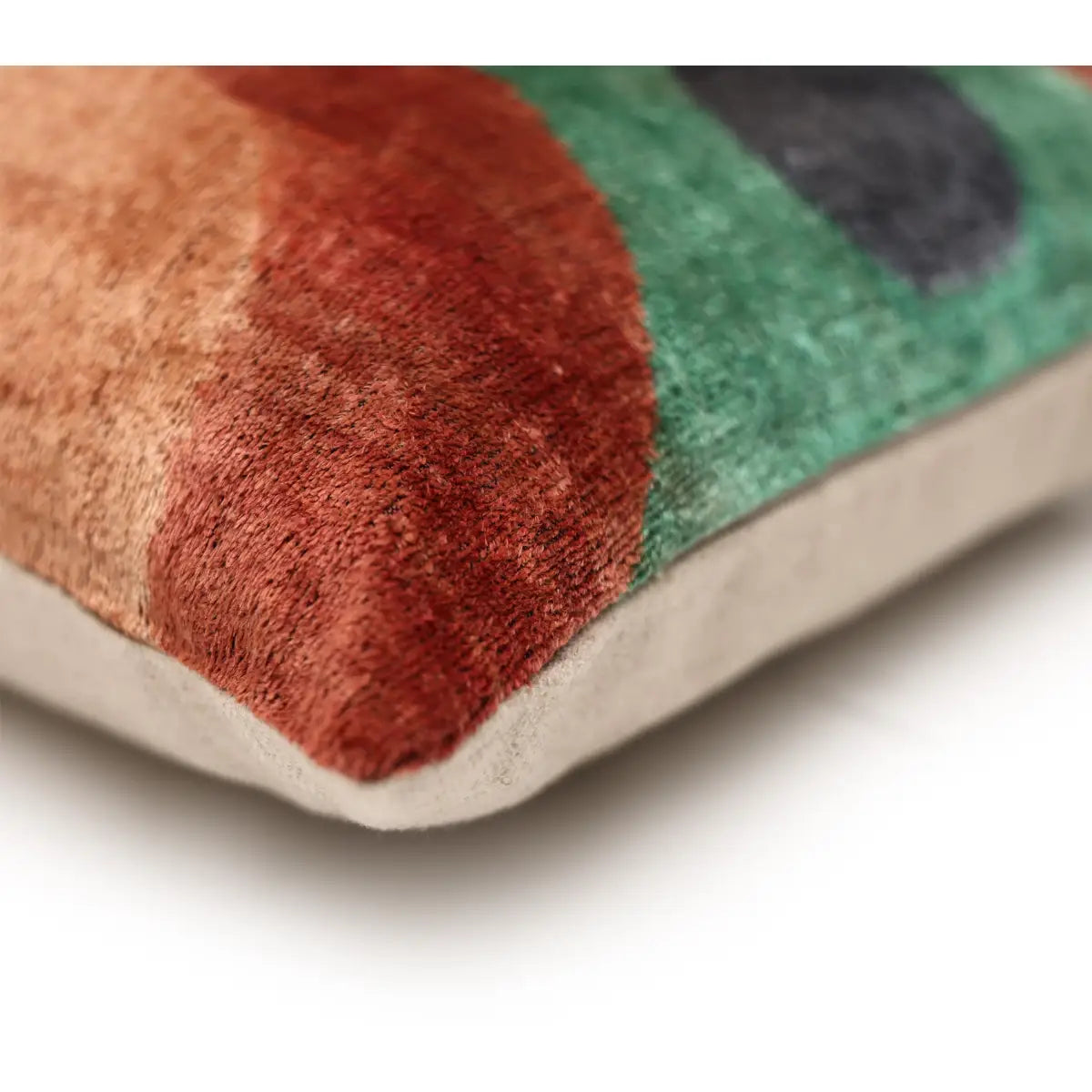 Hand-Knotted Abstract Arch Silk Velvet Pillow - 20x20 Rust & Mint - Canvello