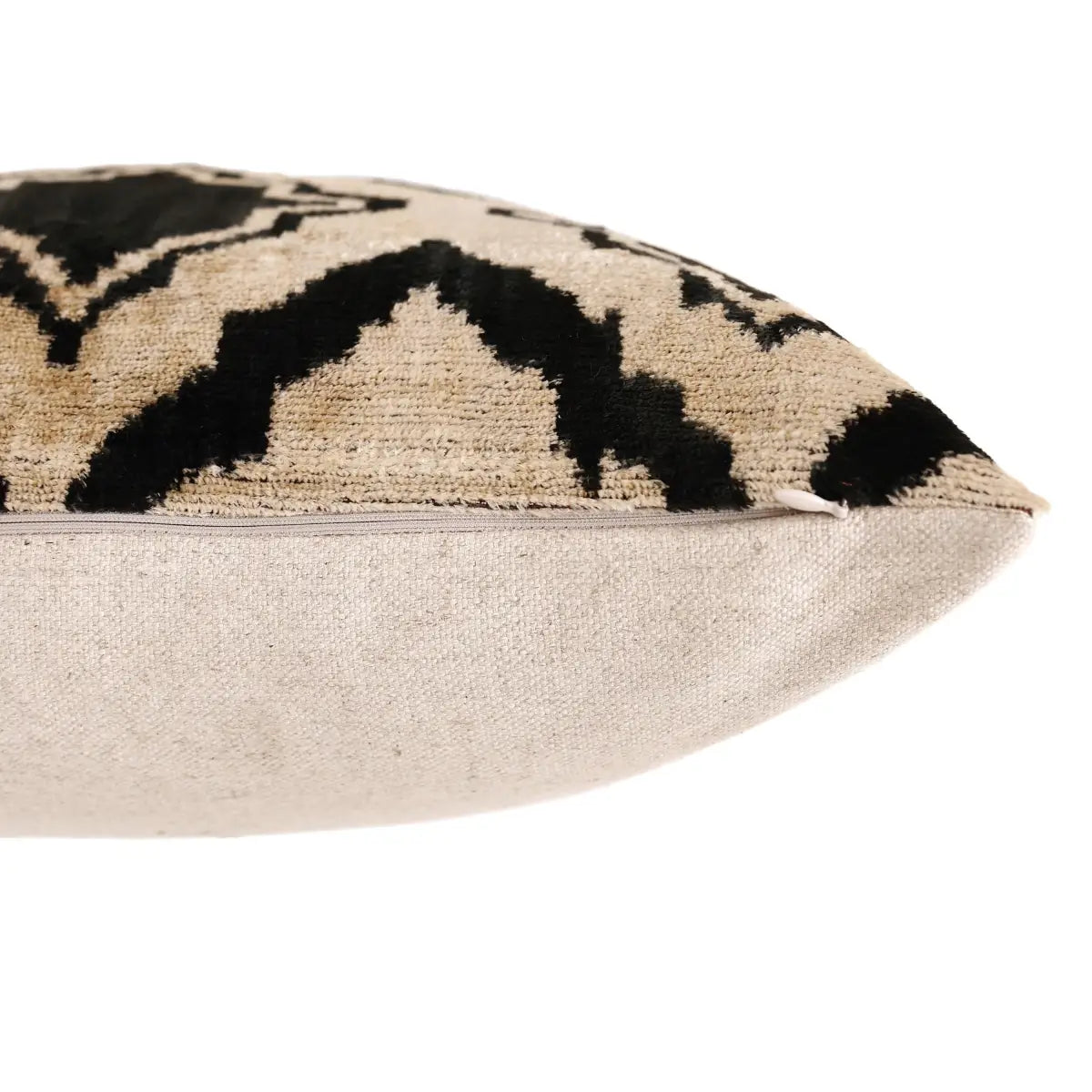 Hand-Knotted Geometric Lattice Silk Velvet Pillow - 20x20 Black & Cream - Canvello