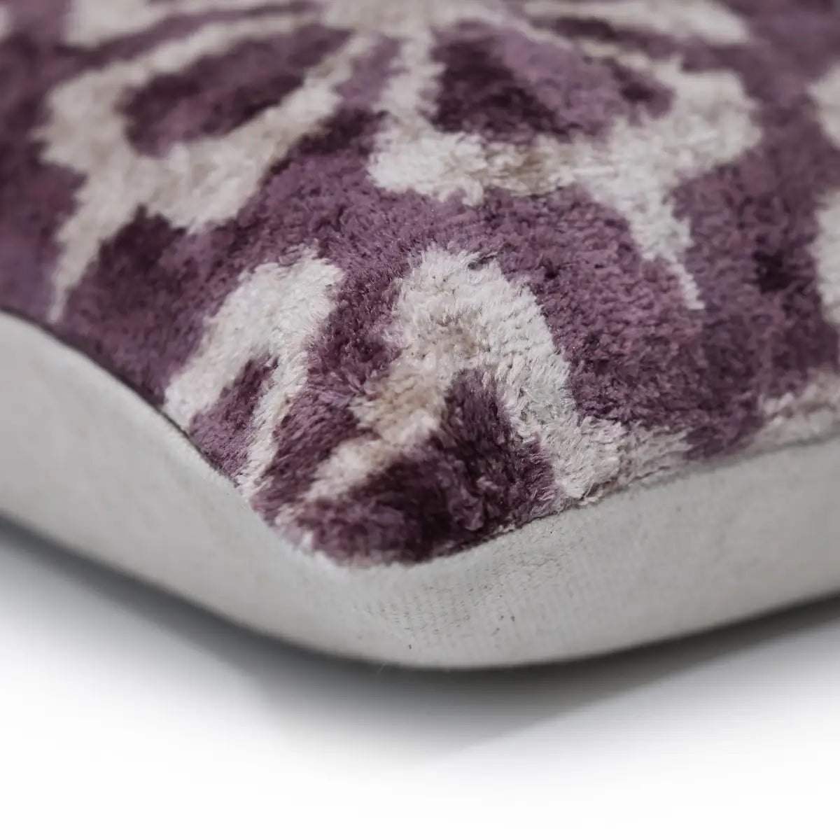 Hand-Knotted Plum Ikat Silk Velvet Pillow - 16x16 Organic Vegetable Dyed - Canvello