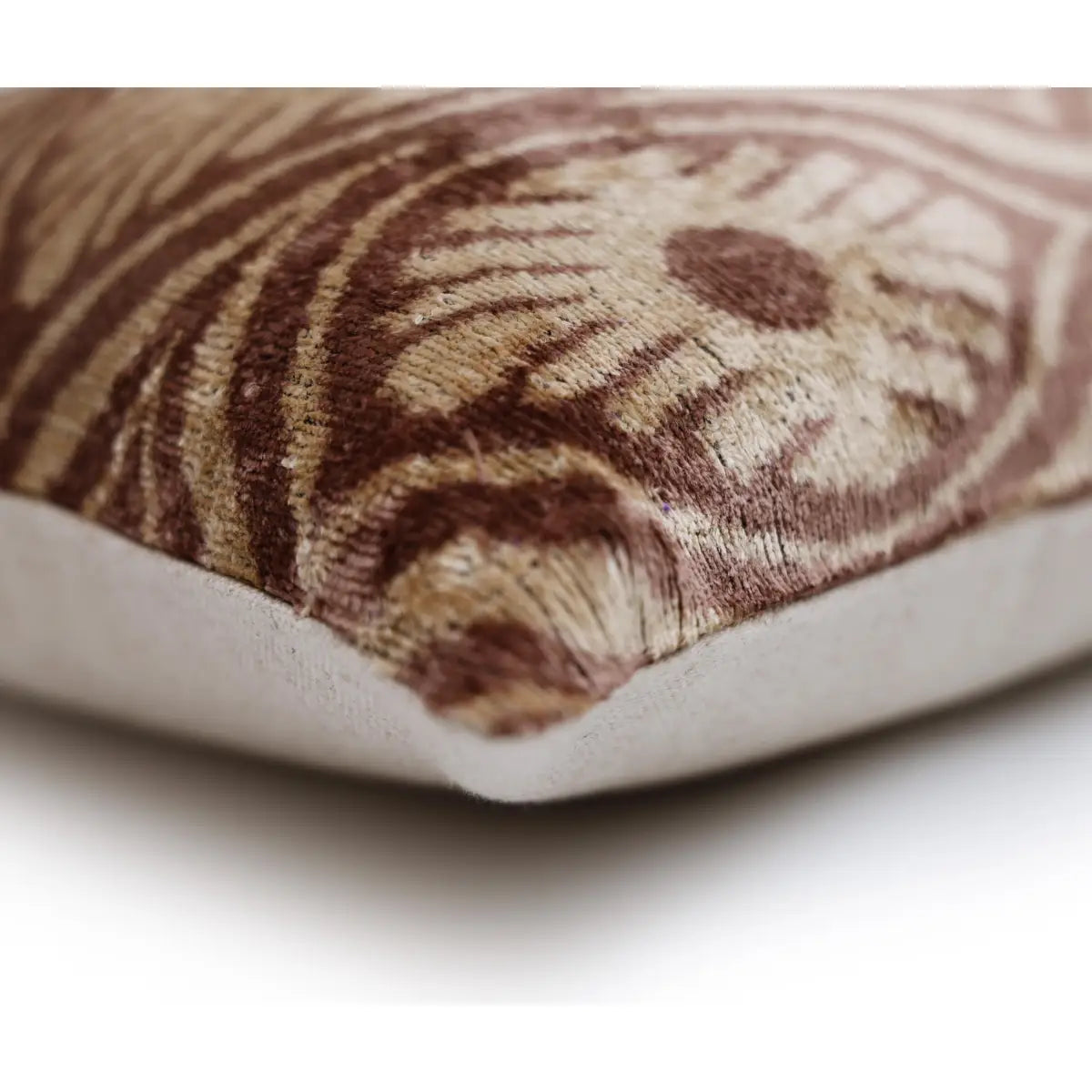 Hand-Knotted Terracotta Rose Silk Velvet Pillow - 20x20 Ikat - Canvello