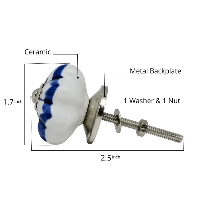 Hand Painted Ceramic Door Drawer Knobs - Black or Gray (each) - Plutus imports