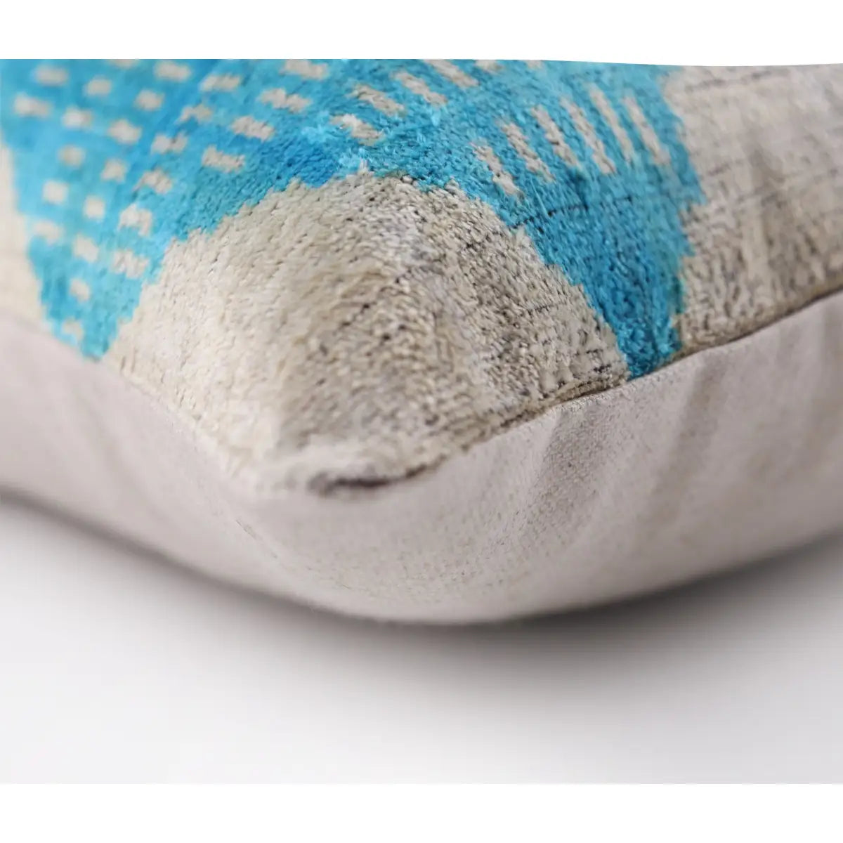 Handmade 16x24 Turquoise Silk Velvet Throw Pillow – Luxury Geometric Lumbar Cushion - Canvello