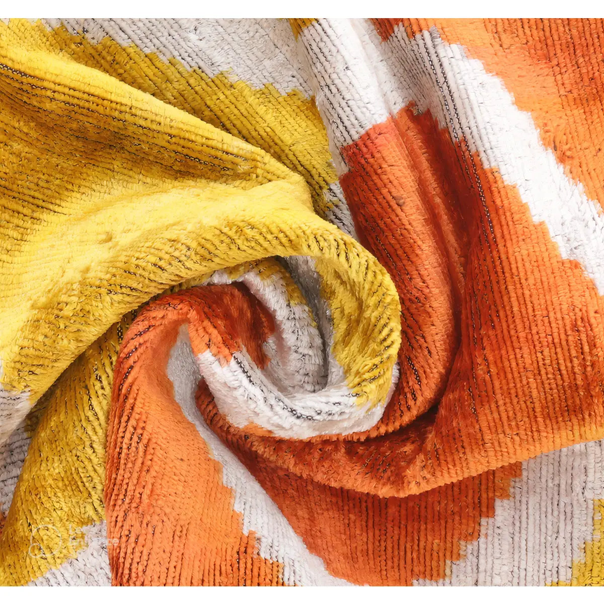 Handmade Fall Silk Velvet Throw Pillow - 16x24 Orange and Yellow Geometric Design with Down Feather Insert - Canvello