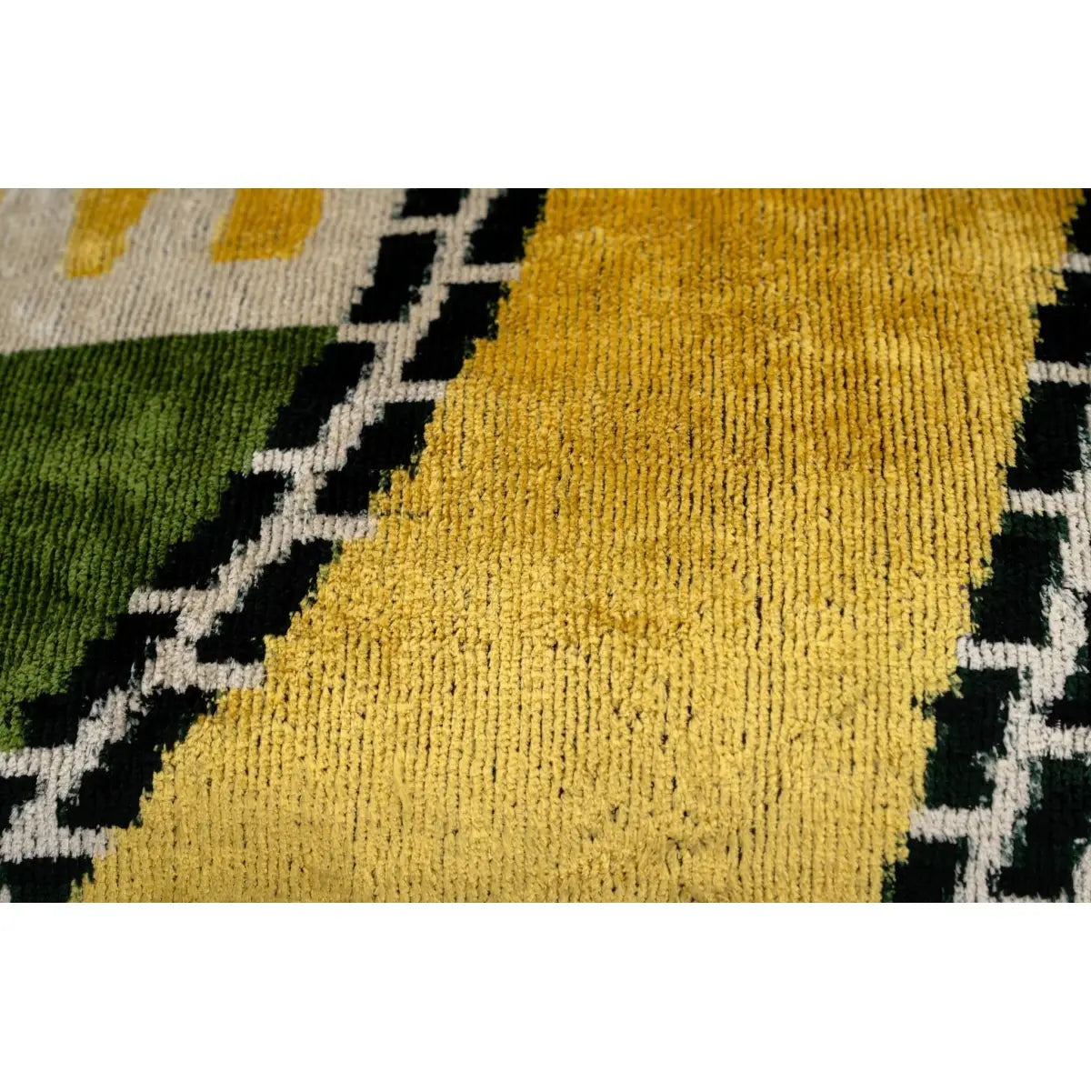 Handmade Gold Green Geometric Design Throw Pillow - 16x24 inch Vegetable Dyed with Premium Down Feather Insert