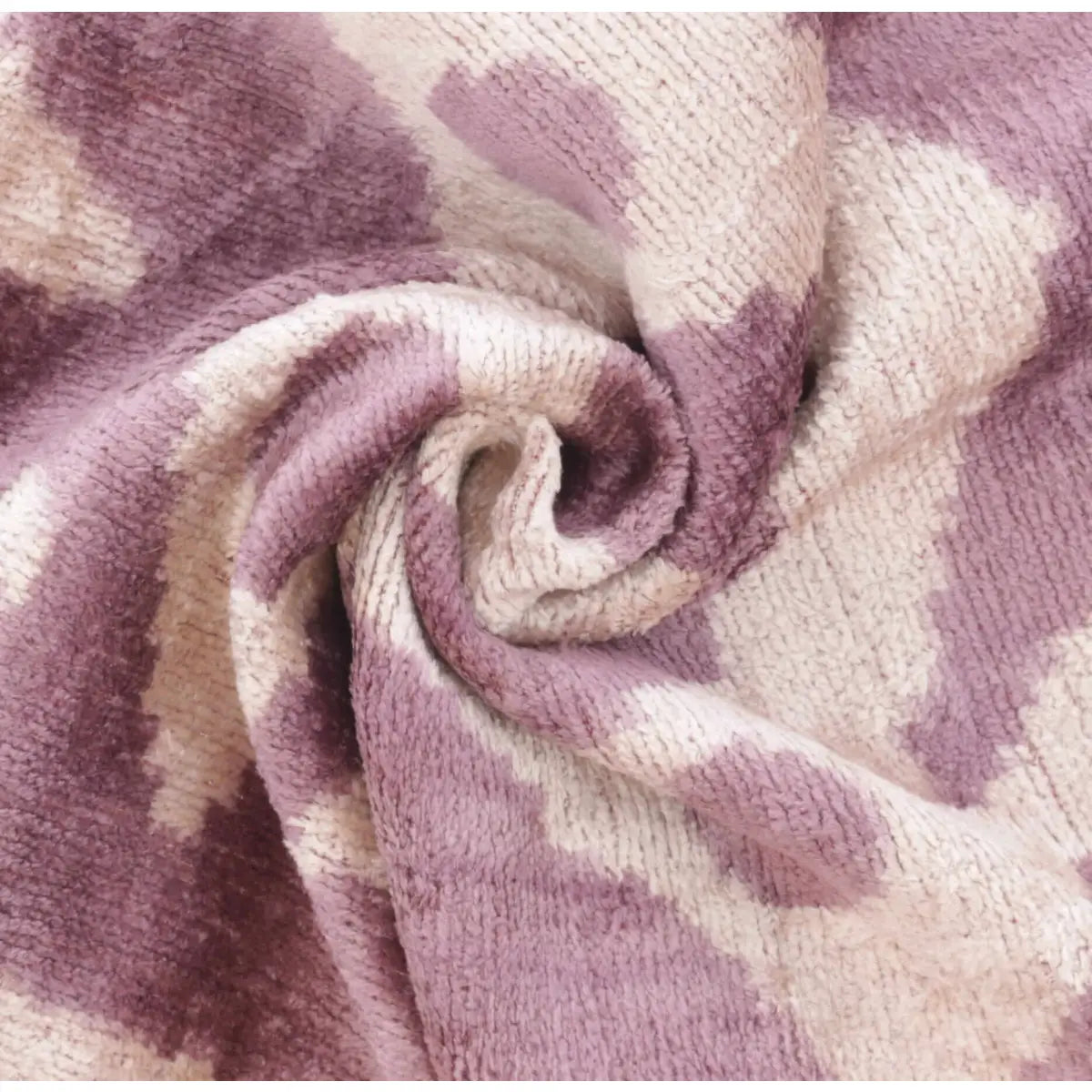 Handmade Ikat Silk Velvet Throw Pillow - 16x24 Lavender and Cream Luxury Cushion with Down Feather Insert - Canvello