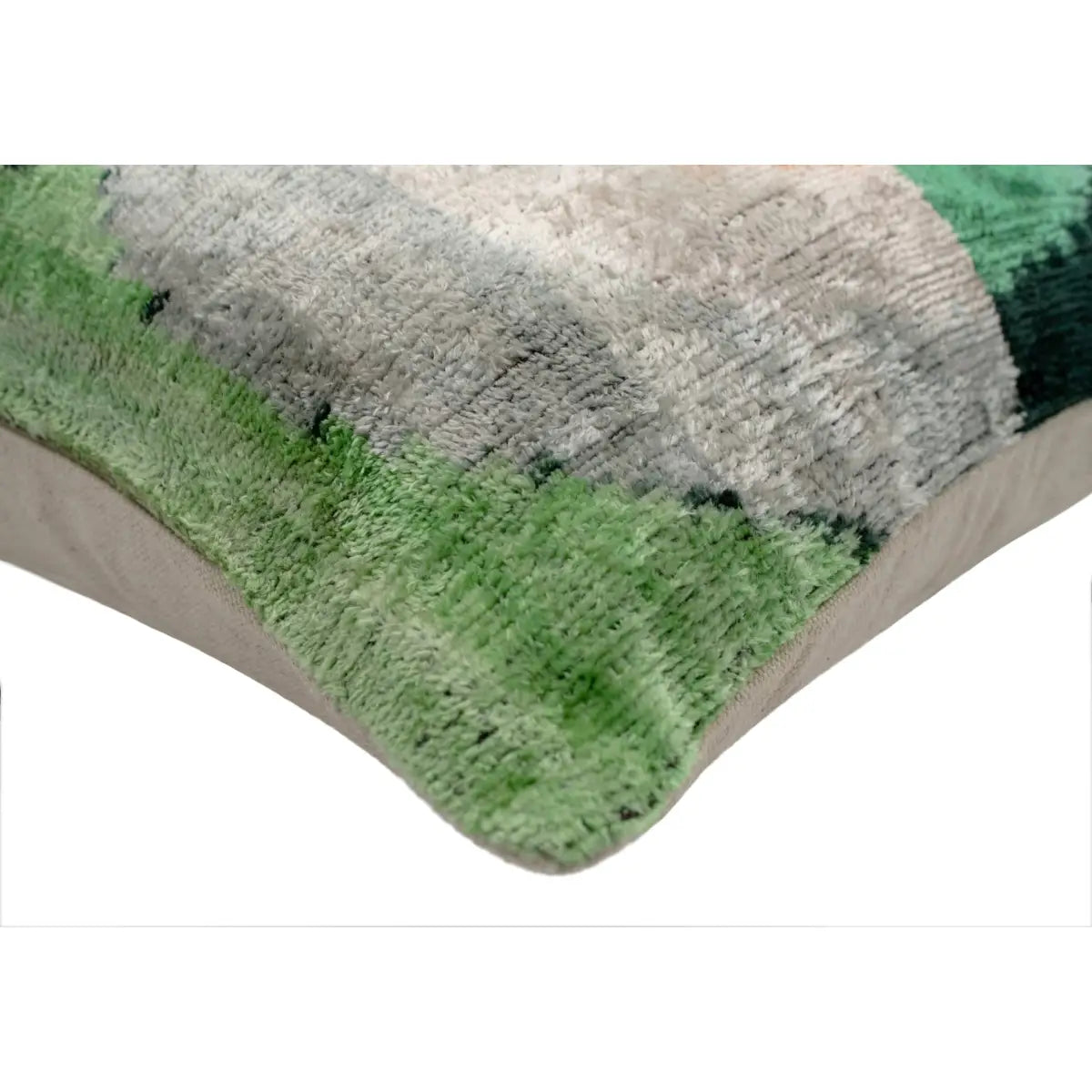 Handmade Orange Black Green Abstract Design Throw Pillow - 16x24 inch Silk Velvet Vegetable Dyed with Premium Down