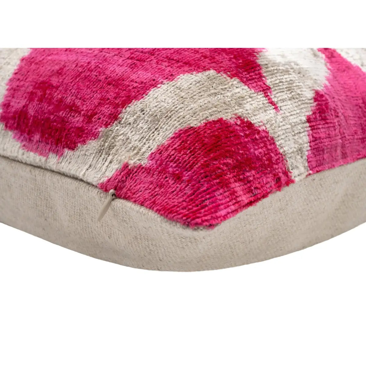 Handmade Pink Geometric Design Throw Pillow - 16x24 inch Vegetable Dyed with Premium Down Feather Insert - Canvello