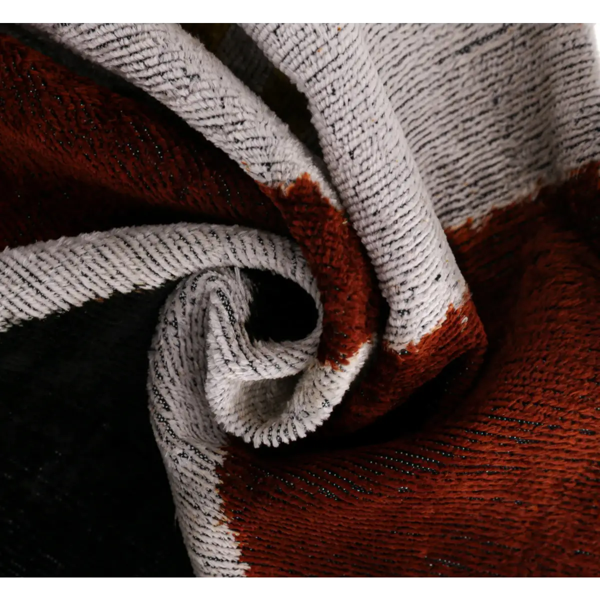 Handmade Silk Velvet Geometric Throw Pillow - 16x24 Black Gold and Rust Brown Modern Design with Down Feather Insert