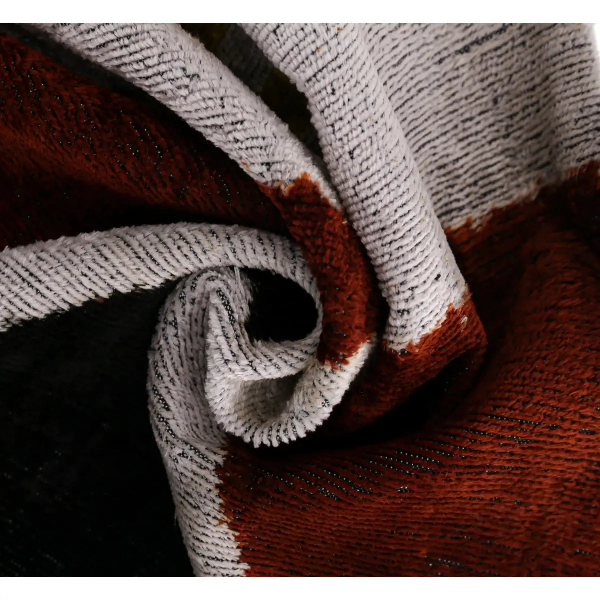 Handmade Silk Velvet Geometric Throw Pillow - 16x24 Black Gold and Rust Brown Modern Design with Down Feather Insert