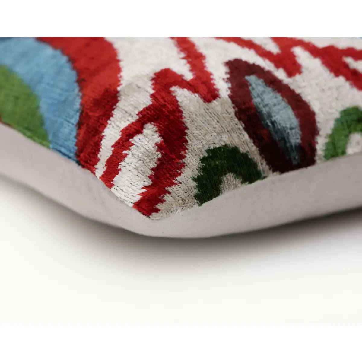 Handmade Silk Velvet Pillow 20x20 – Multicolor Ikat Circle Designer Cushion - Canvello