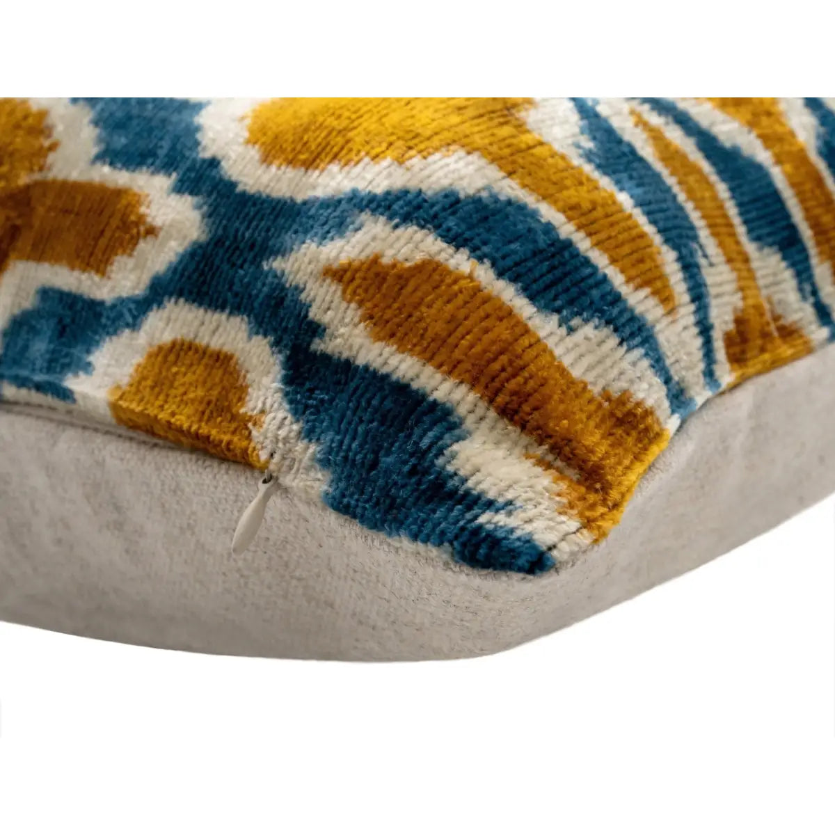 Handmade Throw Pillow Cover & Feather Insert | Orange Blue Pillow | Soft Throw Pillow| Luxury Decorative for Couch | 16