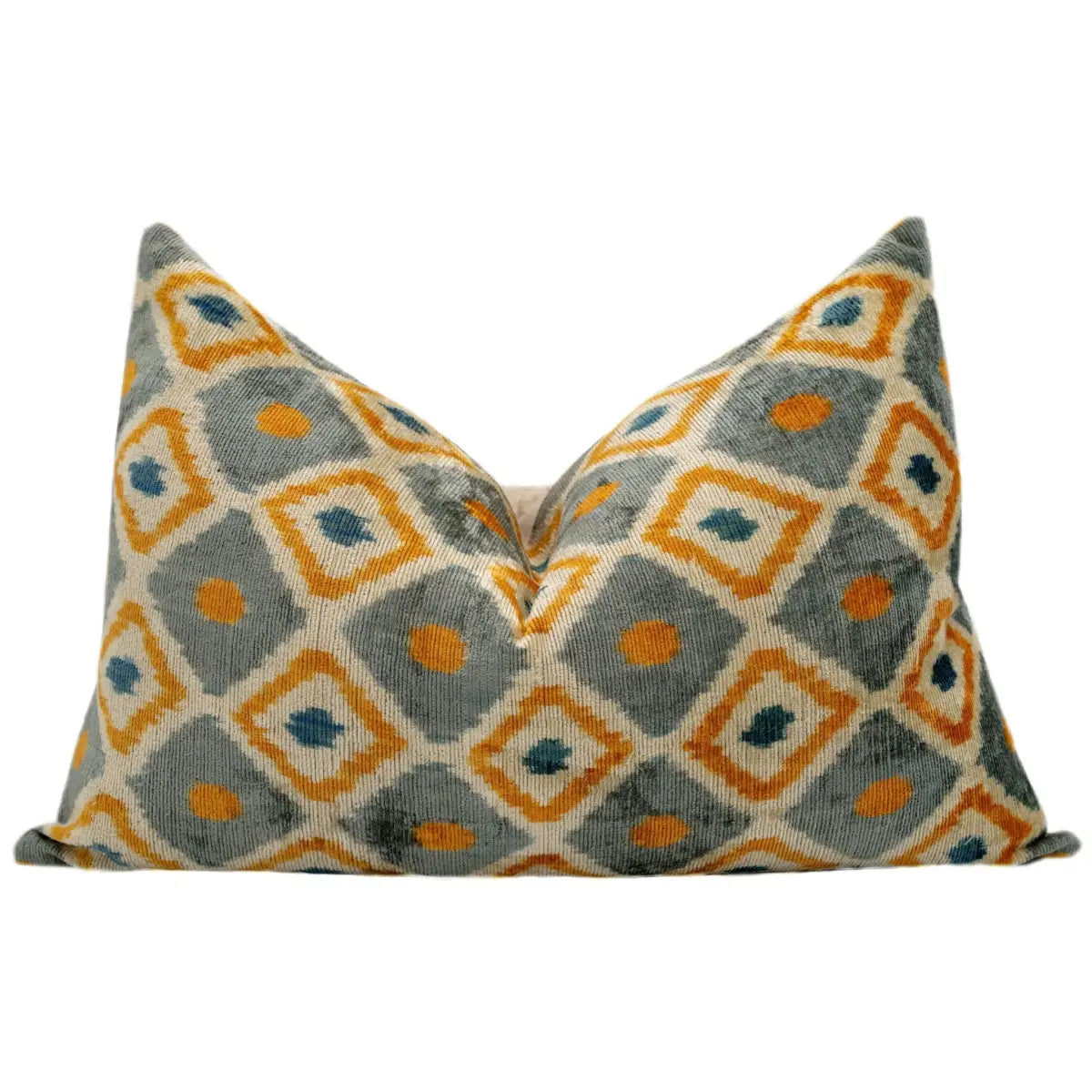 Handmade Throw Pillow Cover & Feather Insert | Orange Gray Pillow | Soft Throw Pillow| Luxury Decorative for Couch | 16