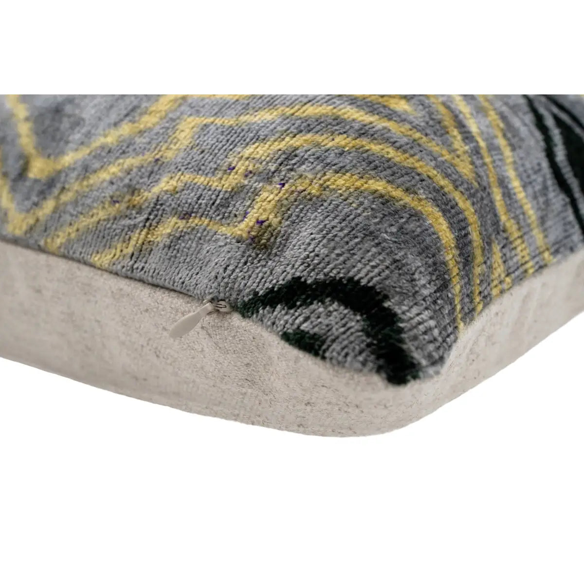 Handmade Throw Pillow Cover & Feather Insert | Yellow Gray Pillow | Soft Throw Pillow| Luxury Decorative for Couch | 16