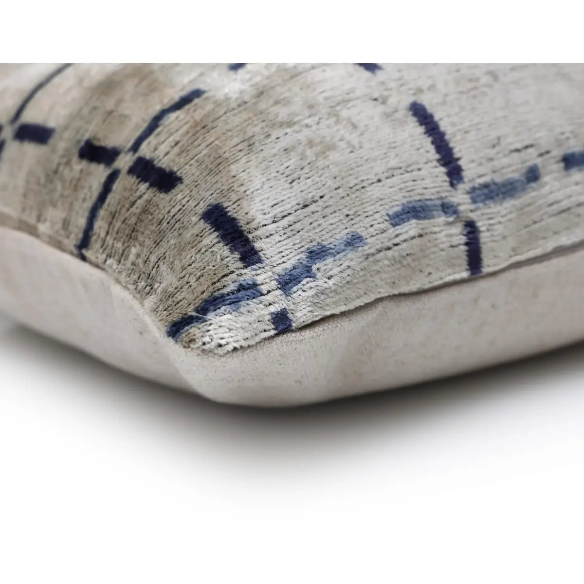 Handwoven Silk Velvet Grid Pillow 20x20 Inch - Organic Modern Luxury Accent Cushion - Canvello