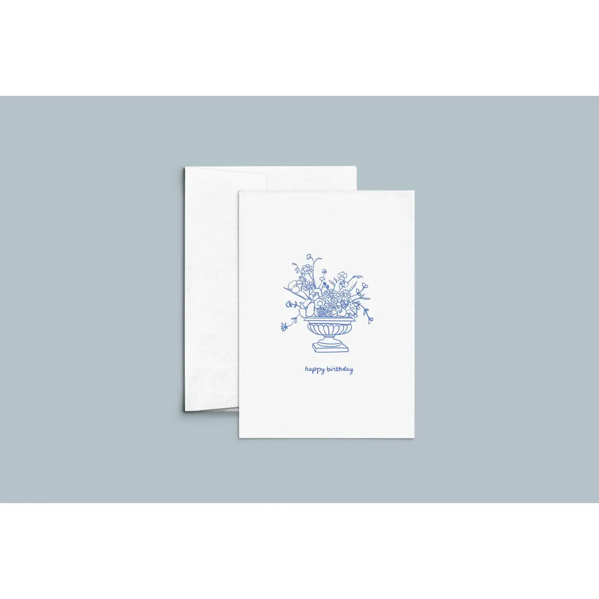 Happy Birthday Letterpress Card - Flowers in Urn - Cate Paper Co.
