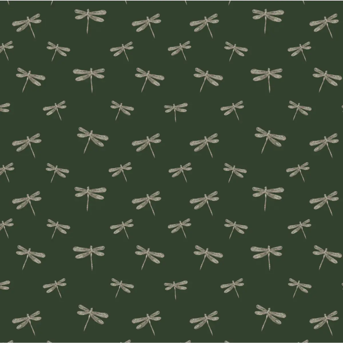 Harlan Wallpaper - Simple Dragonflies - by Melissa Dayton Art - Sample 1 foot by 1 foot / Green - Loomwell Home Goods