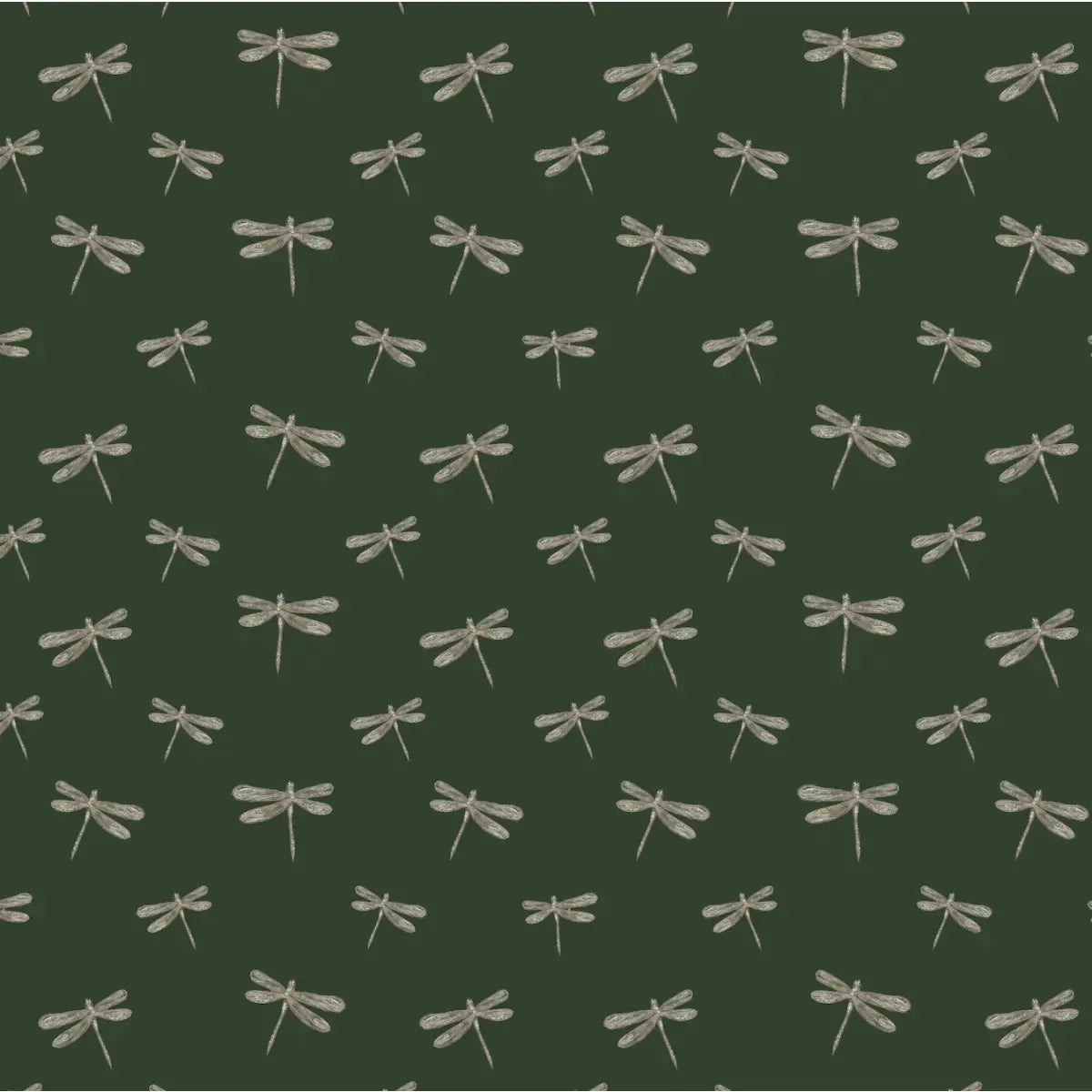 Harlan Wallpaper - Simple Dragonflies - by Melissa Dayton Art - Sample 1 foot by 1 foot / Green - Loomwell Home Goods