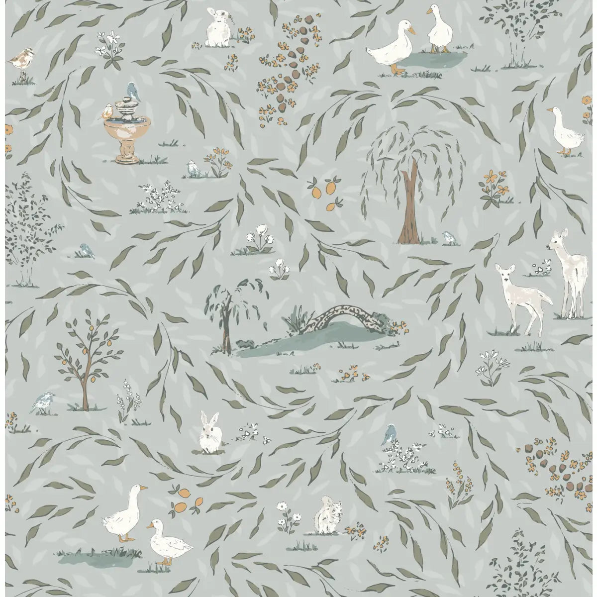 Harmony Wallpaper - Garden Paths - by Melissa Johnson - Sample 1 foot by 1 foot / Green - Loomwell Home Goods