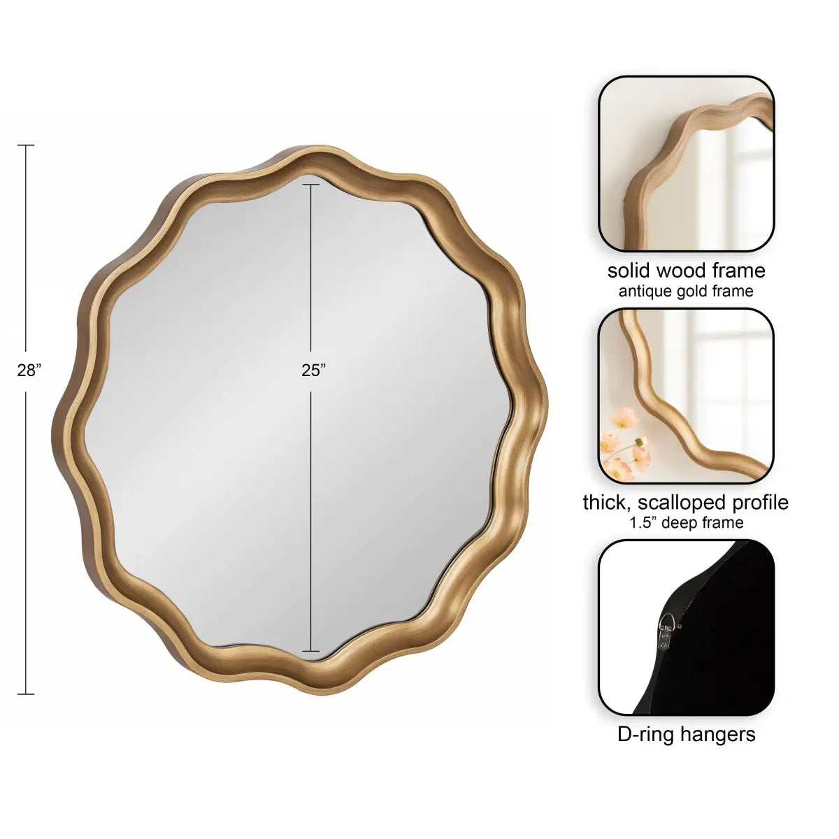 Hatherleigh Round Scallop Mirror - kateandlaurel