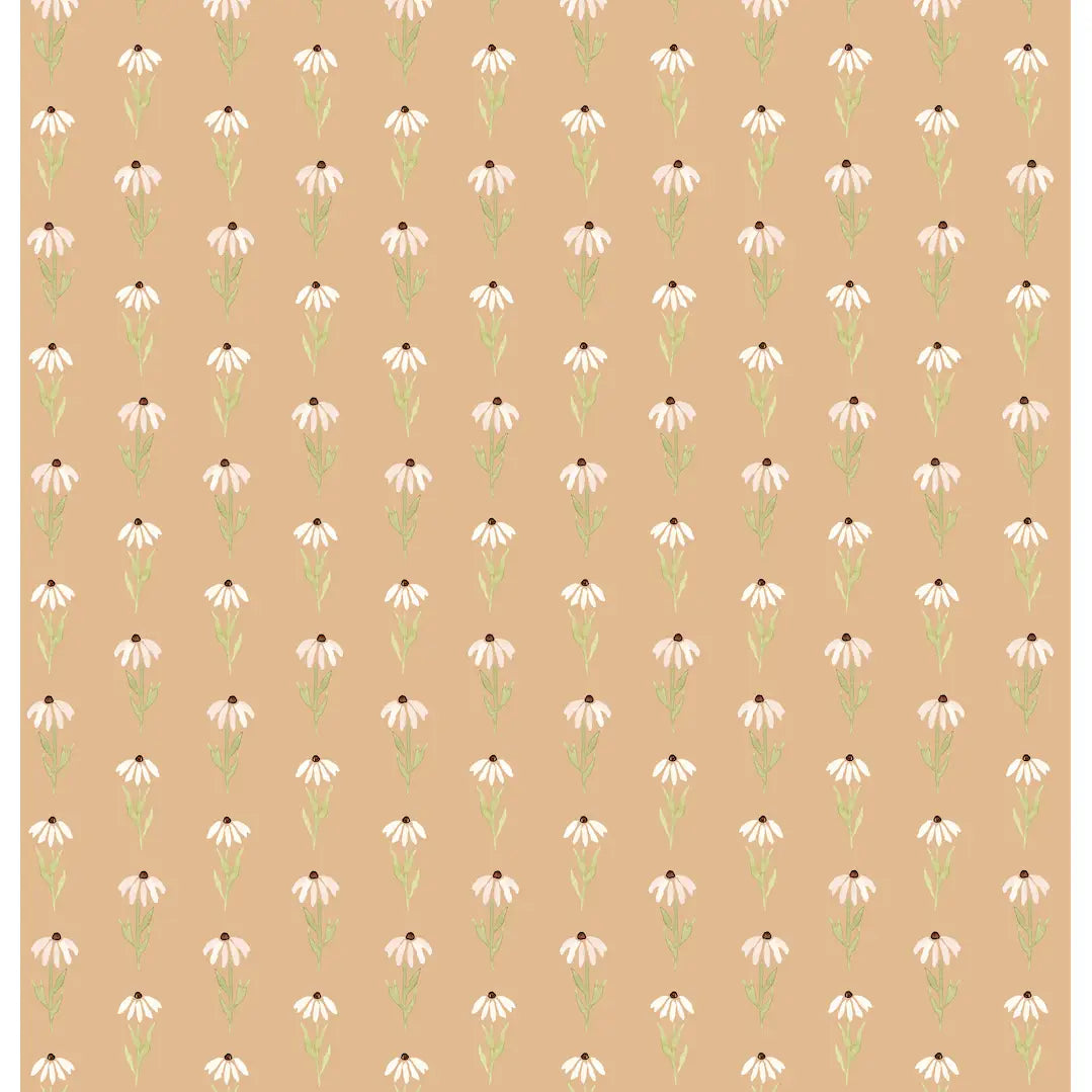 Hazel Wallpaper - Little Daisies - by Mackenzie Nelson - Sample 1 foot by 1 foot / Tan - Loomwell Home Goods
