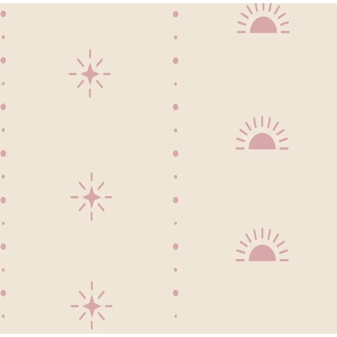 Hazen Wallpaper - Suns and Stars for Kids - by Danielle Chandler Design - Sample 1 foot by 1 foot / Cream and Pink
