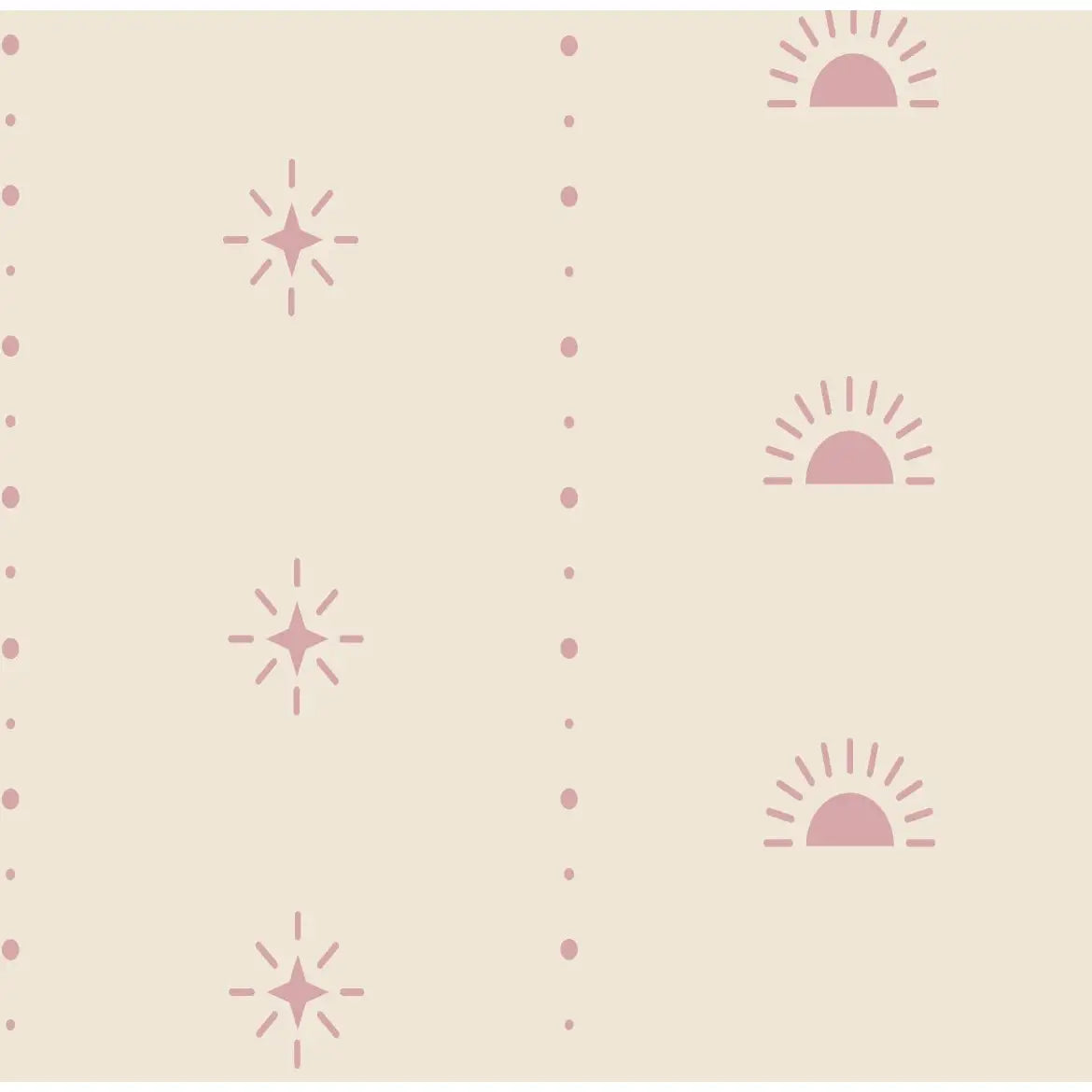 Hazen Wallpaper - Suns and Stars for Kids - by Danielle Chandler Design - Sample 1 foot by 1 foot / Cream and Pink