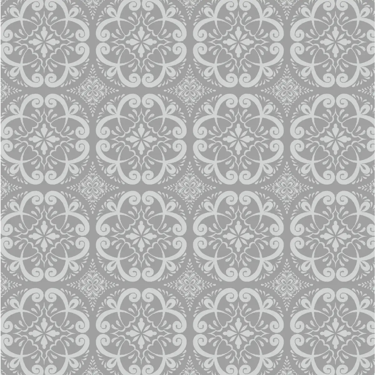 Helen Wallpaper - Vintage Tiles - by The Bright Leaf Design - Sample 1 foot by 1 foot / Gray - Loomwell Home Goods