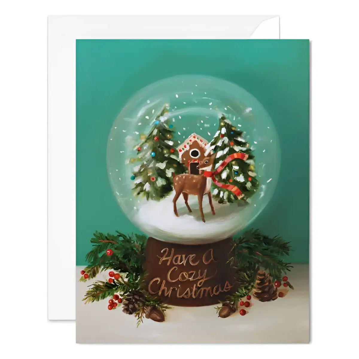 Holiday Card - Cozy Christmas Snow Globe - JANET HILL STUDIO