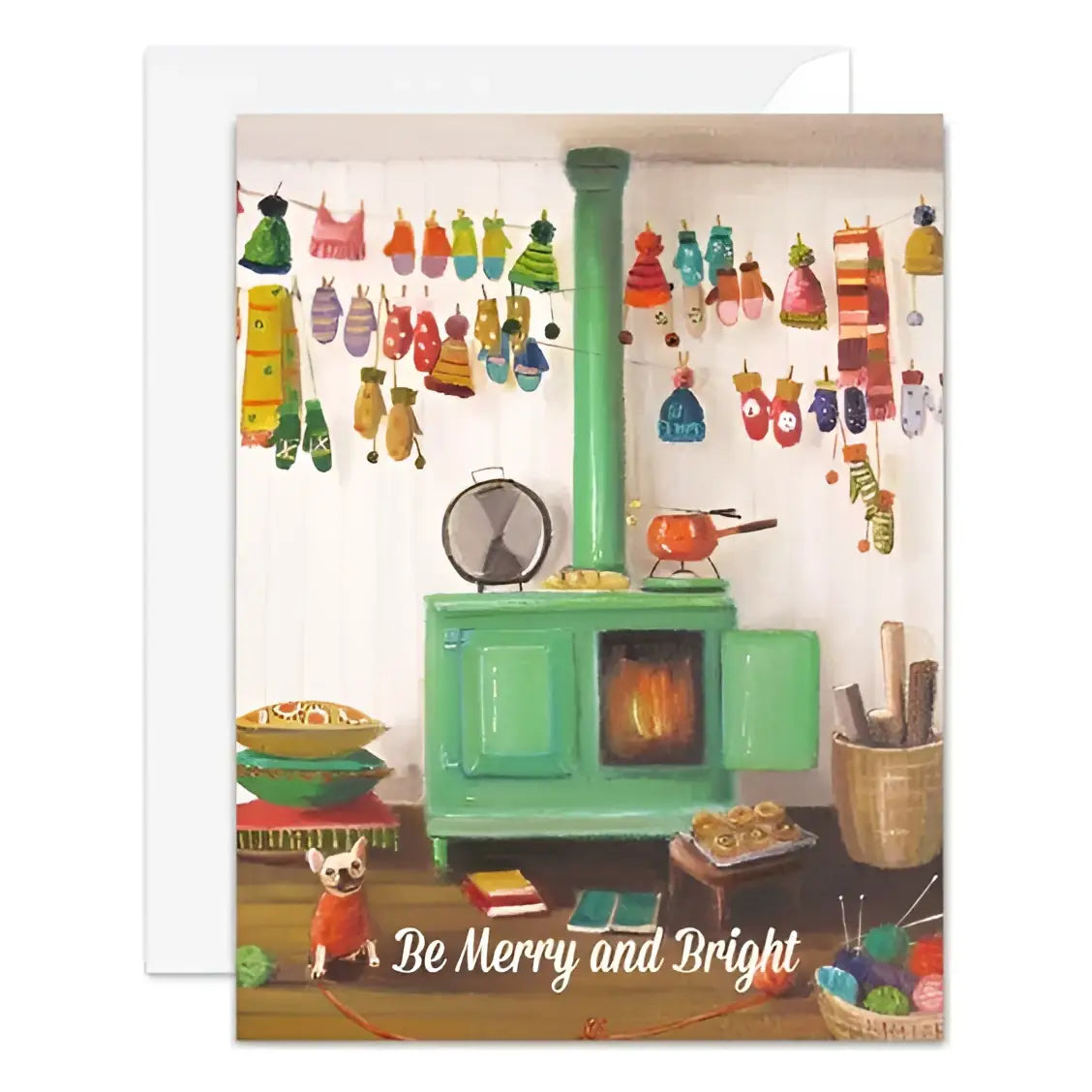 Holiday Card for the Knitter - Be Merry and Bright - Janet Hill - JANET HILL STUDIO