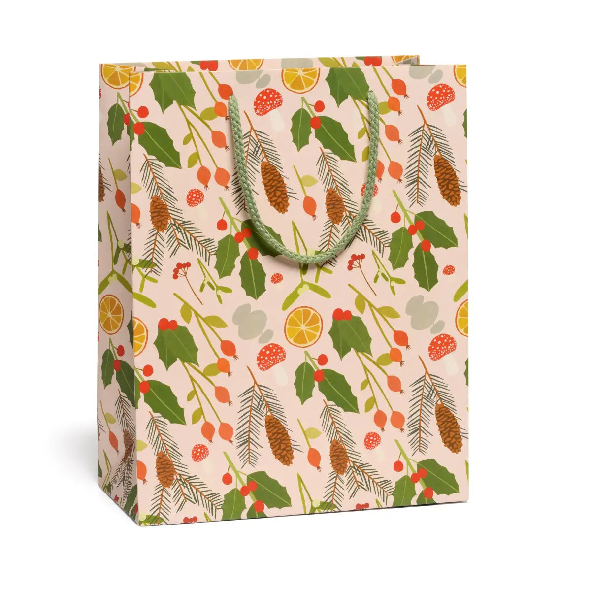 Christmas Gift Bag - Holiday Greenery - Large - Red Cap Cards