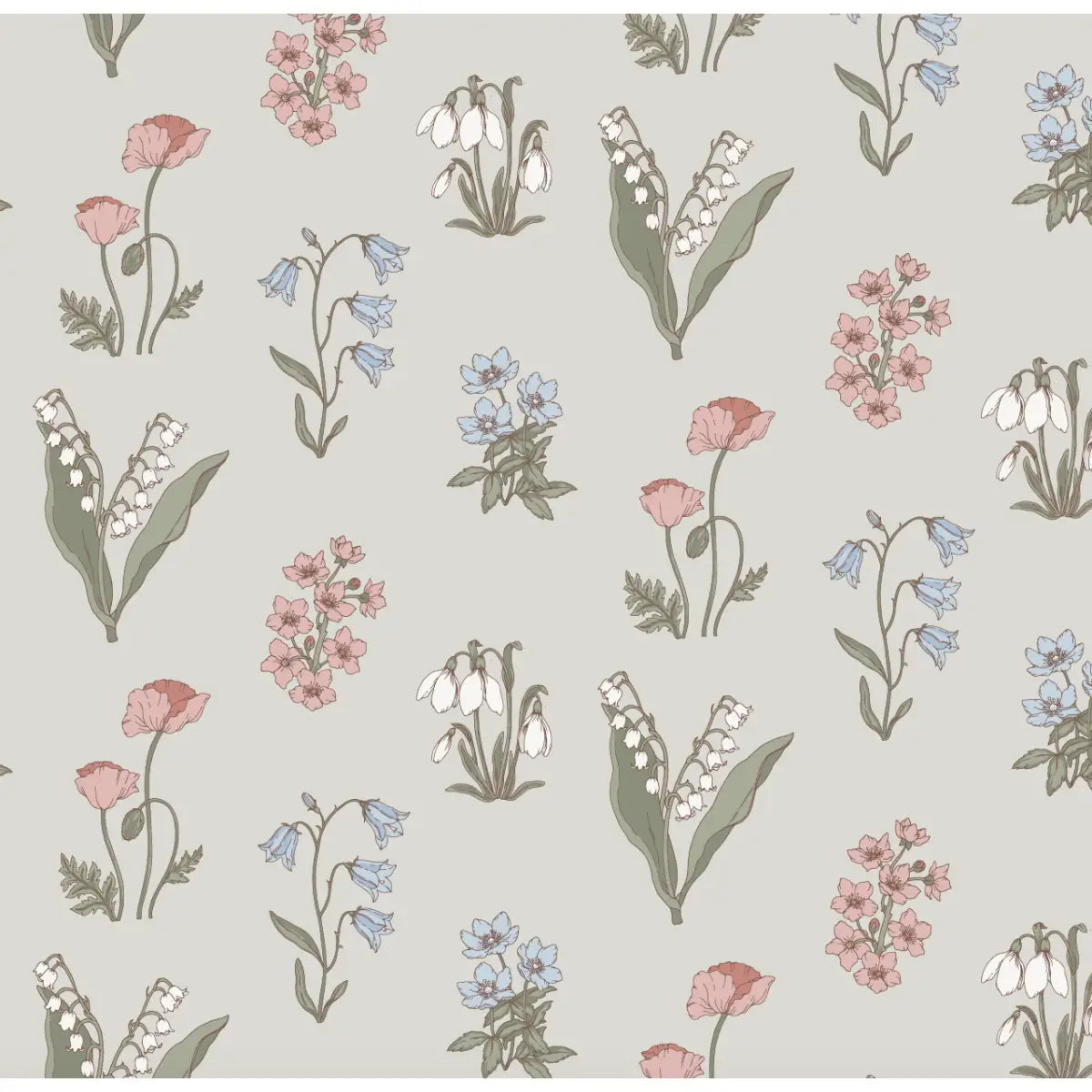 Holly Wallpaper - Pastel Garden - by Anna H Design - Sample 1 foot by 1 foot / Light - Loomwell Home Goods