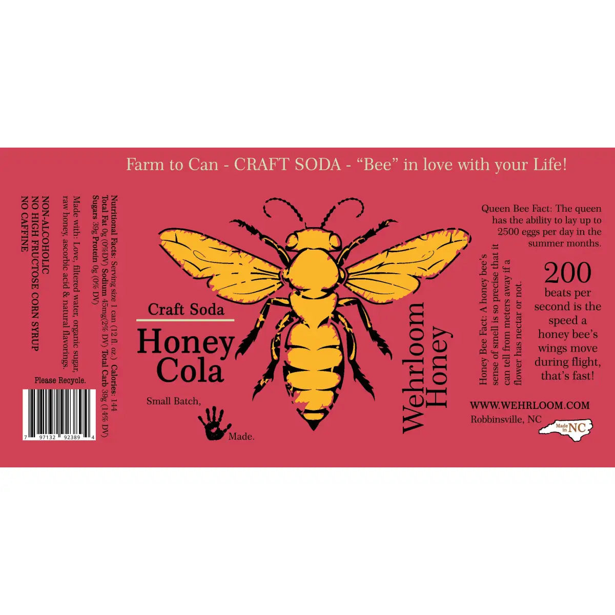 Craft Soda with Honey - Cola - Wehrloom Honey