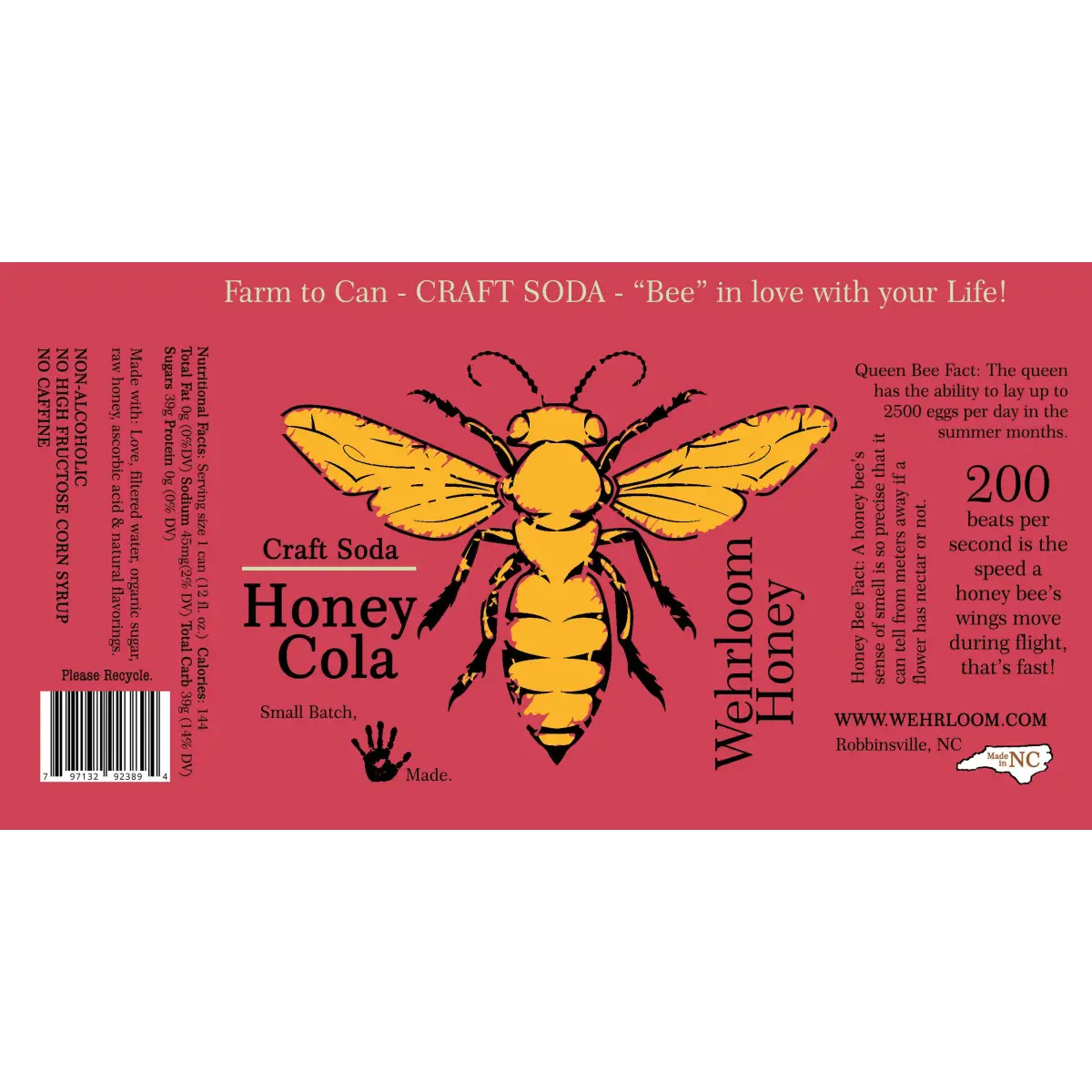 Craft Soda with Honey - Cola - Wehrloom Honey