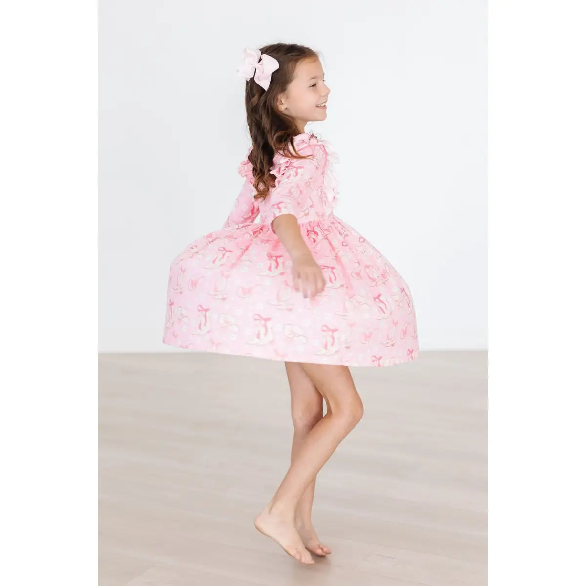 Howdy 3/4 Sleeve Ruffle Twirl Dress - Mila & Rose ®