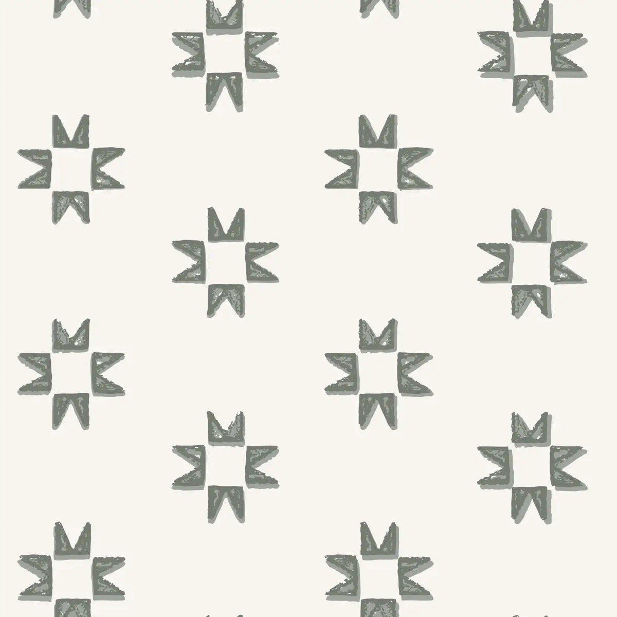 Iris Wallpaper - Quilt Star Pattern - by Melissa Johnson Design - Sample 1 foot by 1 foot / Green - Loomwell Home Goods